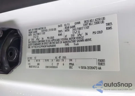 2016 Ford F-150 Xlt z USA, uszkodzony, nr VIN 1FTEX1CP9GFA29200